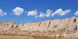 Surviving earthen walls of Shyrdakbek fortress