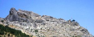 Babur’s House on the right-hand ridge of Sulaiman-Too