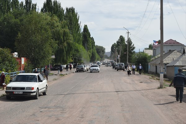 Street in Chaek village, photographed on the author’s Kyrgyzstan cycling trip
