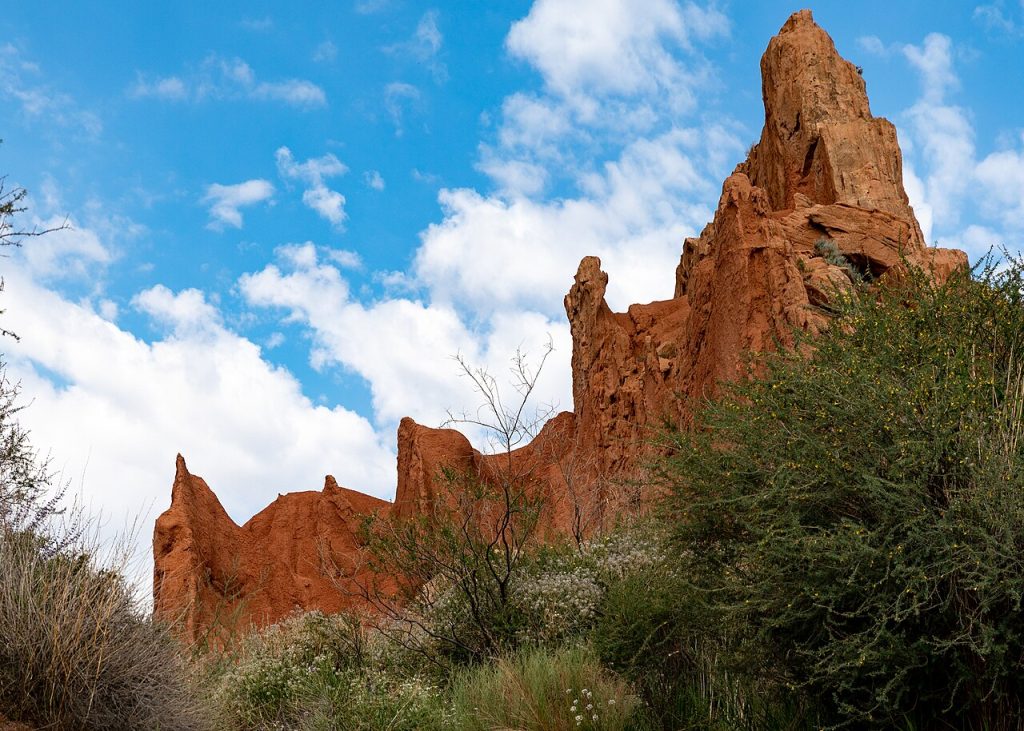 Sandstone formations in Skazka Canyon